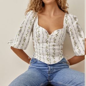 Reformation prego linen top